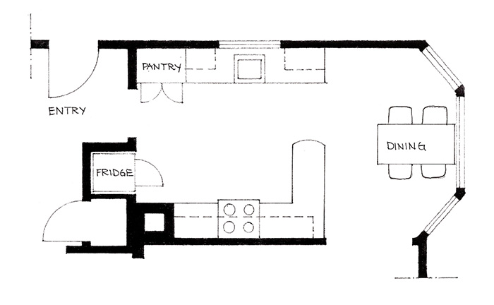 ReThink Design Architecture - floor plan of kitchen remodel, after